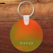 Porte-clés Élégant anneau Abstrait vert et orange (Recto)