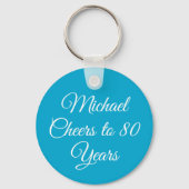 Porte-clés Elegant Aqua Blue 80th Birthday Keychain (Recto)