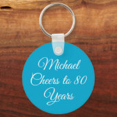 Porte-clés Elegant Aqua Blue 80th Birthday Keychain (Recto)