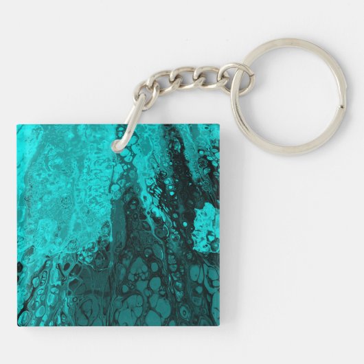 Porte-clés Elégant Aqua Turquoise bold Script Monogramme (Dos)