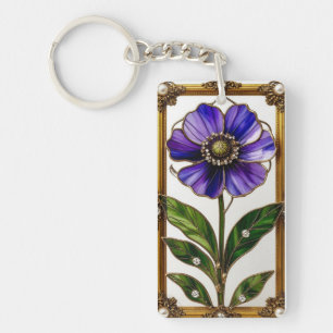Porte-clés Élégant Art Nouveau Vitrail Fleur