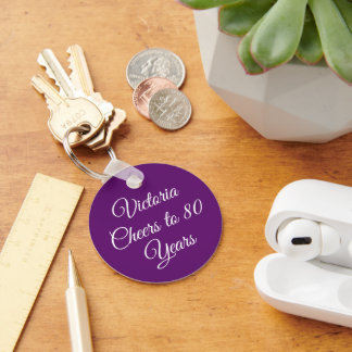 Porte-clés Elegant Autumn Purple 80th Birthday Keychain
