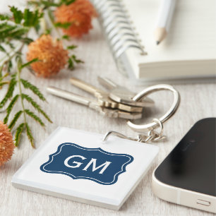 Porte-clés élégant avec initiales de monogramme pe
