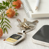 Porte-clés Élégant "B" Monogramme Nom personnalisé Black Gold (Côté )