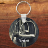 Porte-clés Élégant bâton d'argent sur selle d'équitation angl (Recto)