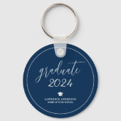 Porte-clés Élégant Bleu de la Marine 2024 Graduation (Recto)