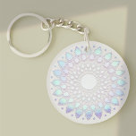 Porte-clés Elégant bleu floral Lotus Mandala<br><div class="desc">Design artistique unique avec du faux lotus mandala en feuille. Conception géniale pour un travailleur énergétique,  conseiller ou coach de vie et plus encore.</div>