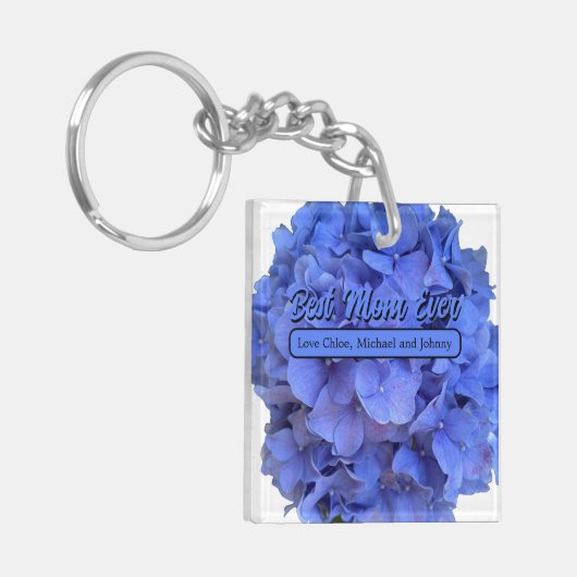 Porte-clés Elégant bleu perwinkle hydrangée florale (Devant gauche)