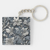 Porte-clés Elégant bleu poussiéreux argent blanc gris gris fl (Dos)