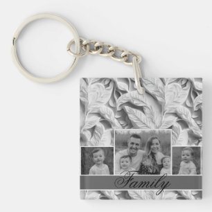 Porte-clés Elégant bleu poussiéreux argent blanc gris gris fl