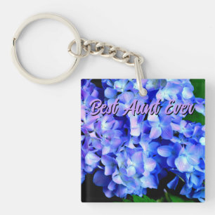 Porte-clés Élégant bleu violet clair magenta hydrangée floral