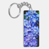 Porte-clés Élégant bleu violet clair magenta hydrangée floral (Devant gauche)