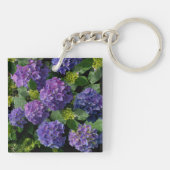 Porte-clés Elégant bleu violet magenta vert hydrangée florale (Dos)