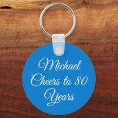 Porte-clés Elegant Blue 80th Birthday Keychain (Recto)