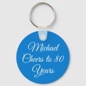 Porte-clés Elegant Blue 80th Birthday Keychain (Verso)