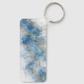 Porte-clés Elegant Blue Gold Glitter Abstract Flow (Verso)