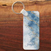 Porte-clés Elegant Blue Gold Glitter Abstract Flow (Recto)