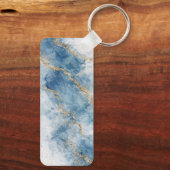Porte-clés Elegant Blue Gold Glitter Abstract Flow (Verso)