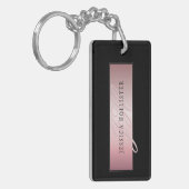 Porte-clés Elégant Blush Faux Rose Gold | Nom et initiales (Devant gauche)