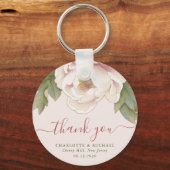 Porte-clés Elégant Blush Peony Floral Merci Mariage Faveur (Recto)