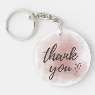 Porte-clés Elegant Blush Rose Pâle Aquarelle Merci Cœur Porte