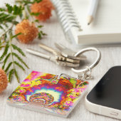 Porte-clés Elégant boho retro aquarelle de tournesol champs (Devant Droit)