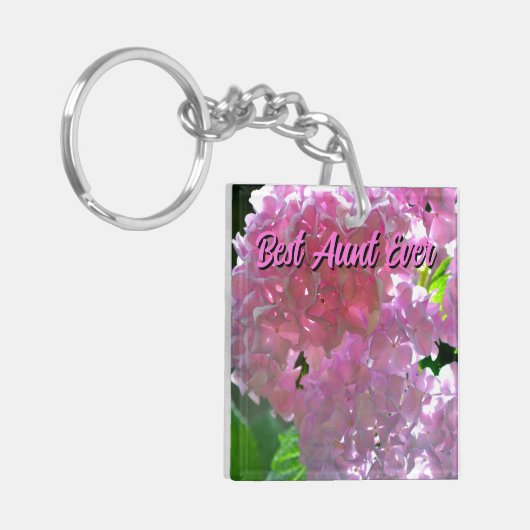 Porte-clés Élégant boho rose florales fleurs hydrangées (Devant gauche)