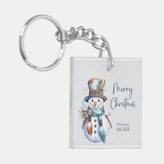 Porte-clés Élégant Boho Snowman Joyeux Noël (Devant gauche)