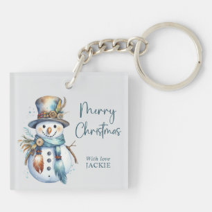 Porte-clés Élégant Boho Snowman Joyeux Noël