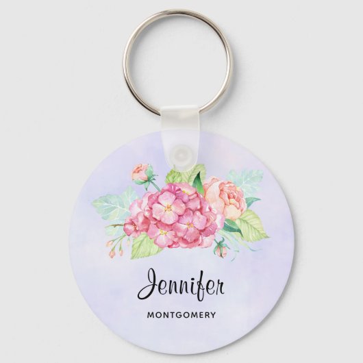 Porte-clés Elégant Bouquet de fleurs rose (Recto)