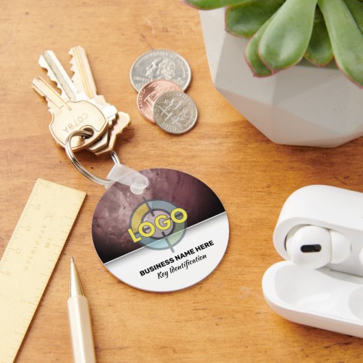 Porte-clés Elegant Burgundy Stone Modern Branding Custom Logo (Bureau)