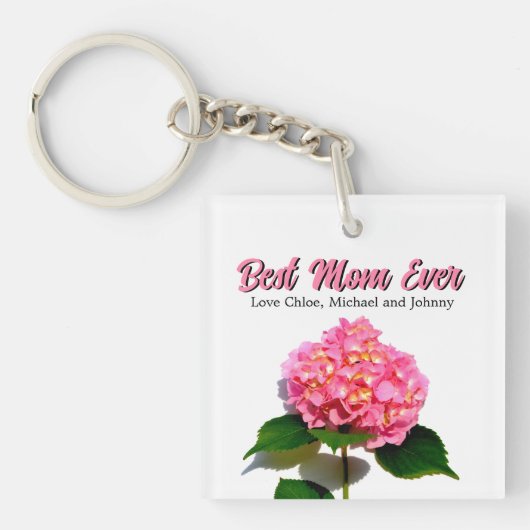 Porte-clés Élégant cadeau floral rose pour maman (Devant)