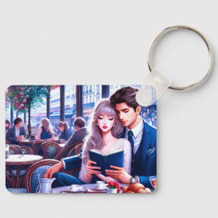 Porte-clés Elégant Café Parisien Date : Une escapade romantiq