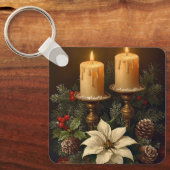 Porte-clés Elegant candle Christmas holly pine warm festive  (Recto)