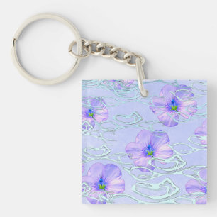 Porte-clés Élégant casque de téléphone à fleurs violettes - A