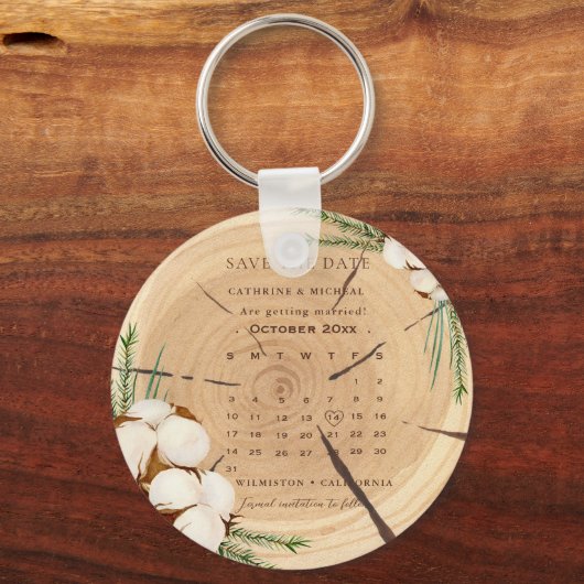 Porte-clés Elégant & Chic Rustic Mariage Wooden enregistrer l (Recto)