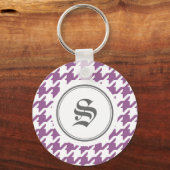 Porte-clés Elégant classique violet houndstooth avec monogram (Recto)