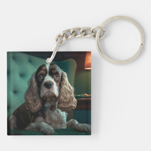 Porte-clés Elégant Cocker Spaniel Classic Portrait Design (Dos)