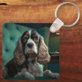 Porte-clés Elégant Cocker Spaniel Classic Portrait Design (Verso)