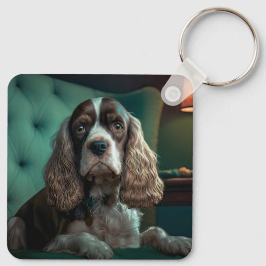 Porte-clés Elégant Cocker Spaniel Classic Portrait Design (Dos)