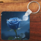 Porte-clés Élégant conservation florale - Romantique bleu Ros (Verso)