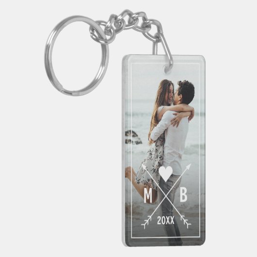 Porte-clés Élégant Couple Initiales Classique Aimer Flèches C (Devant gauche)