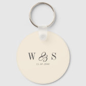 Porte-clés Élégant couple mariage initial crème naturelle (Recto)