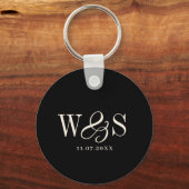 Porte-clés Élégant couple noir mariage initial (Recto)