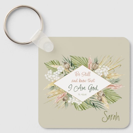 Porte-clés Élégant couplet de la Bible Boho ‘Be Still and Kno (Recto)