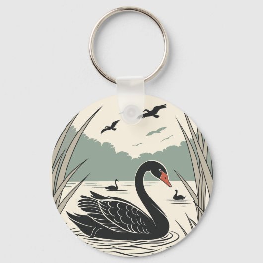 Porte-clés Élégant cygne noir (Recto)