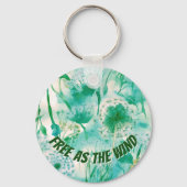 Porte-clés Élégant Dandelion Monogramme vert et blanc | (Recto)