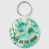 Porte-clés Élégant Dandelion Monogramme vert et blanc | (Verso)