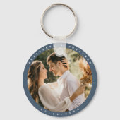 Porte-clés Elégant Dusty Blue Grey Couple photo mariage Favor (Recto)