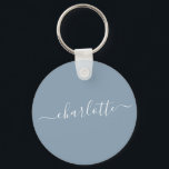 Porte-clés Elégant Dusty Blue Script Moderne Nom Personnalisé<br><div class="desc">Elégant Dusty Blue Script Nom Porte - clé personnalisé</div>